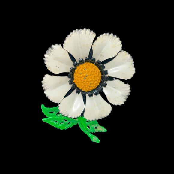 Vintage Floral Daisy Pin Retro 70’s Brooch - Picture 8 of 8